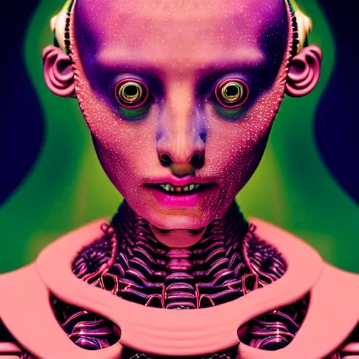 Image similar to Colour aesthetic Caravaggio style full body Photography of Highly detailed beautiful alienWoman with 1000 year old detailed face wearing highly detailed retrofuturistic sci-fi Neural interface designed by Hiromasa Ogura . In style of Josan Gonzalez and Mike Winkelmann and andgreg rutkowski and alphonse muchaand and Caspar David Friedrich and Stephen Hickman and James Gurney and Hiromasa Ogura. Rendered in Blender and Octane Render volumetric natural light