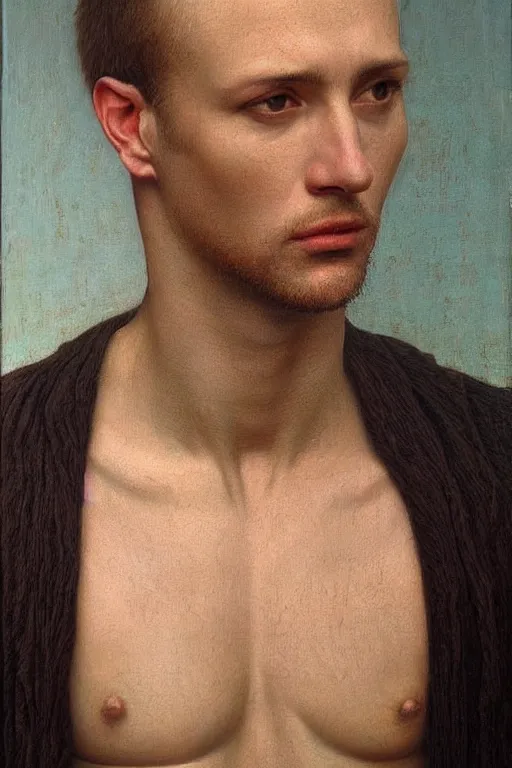 Image similar to beautiful clean oil painting of man portrait study by dino valls, detailed, stunning, realistic, skin color