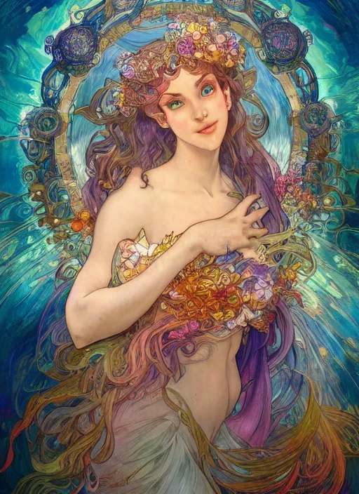 Prompt: Water Elemental Goddess, ambient lighting, 4k, josephine wall, alphonse mucha, lois van baarle, ilya kuvshinov, rossdraws, artstation