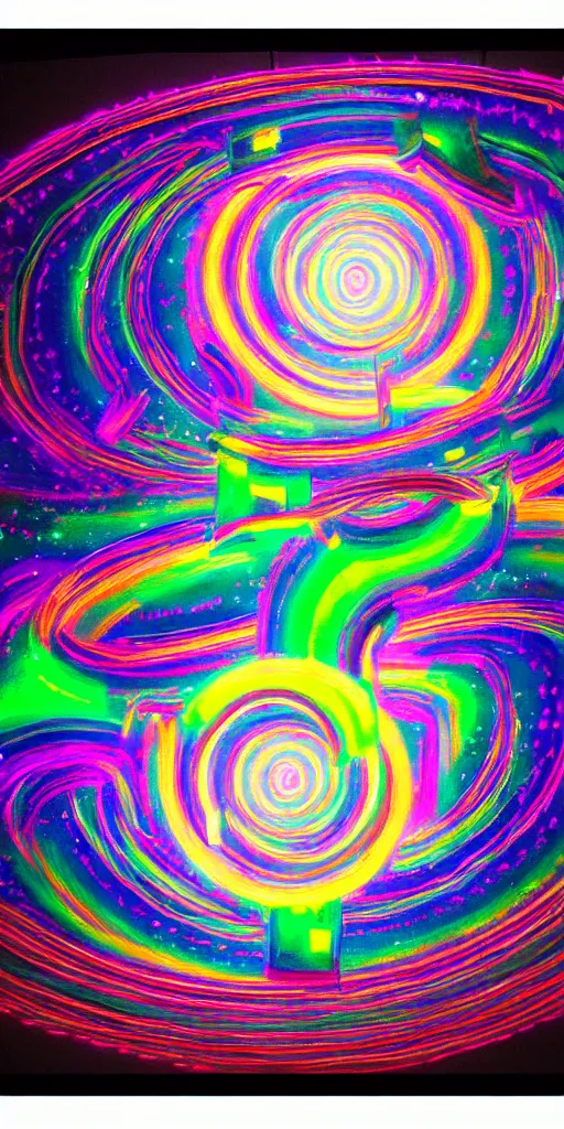 Image similar to a beautiful painting of a stargate by takashi murakami 8 k particulate neon light film grain