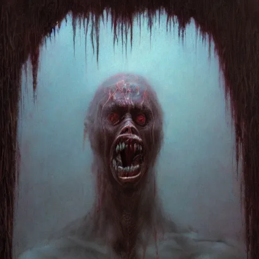 Image similar to Monstrous screaming in agony Nicolas Cage dark fantasy, intricate, smooth, artstation, painted by Wayne Barlowe, zdislav beksinski