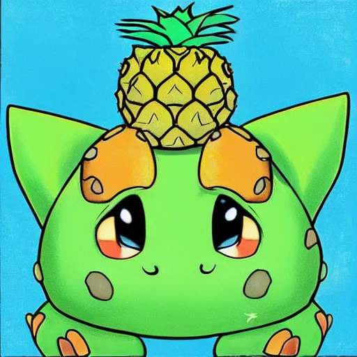 Prompt: “Bulbasaur eating a pineapple”