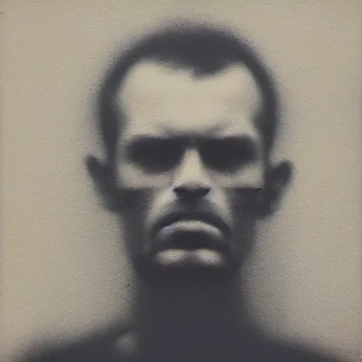 Image similar to grainy mugshot photo of an ugly criminal, (((high tech, cyberpunk))), by cy Twombly and BASTIEN LECOUFFE DEHARME