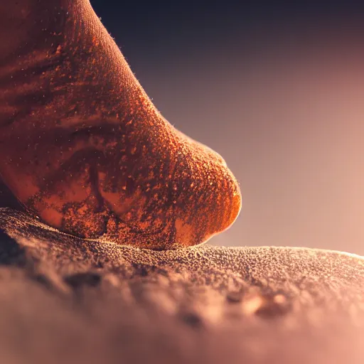 Image similar to closeup photo of my stubbed toe, eos 5 ds r, iso 1 0 0, f / 8, 1 / 1 2 5, 8 4 mm, postprocessed, bokeh )