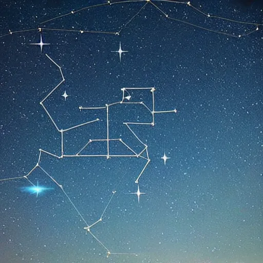 Image similar to a constellation of stars in the shape of a housecat, night sky, nebula in background