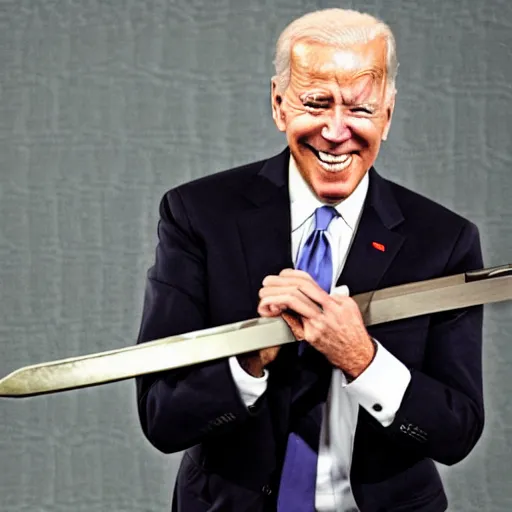 Prompt: joe biden wielding a katana