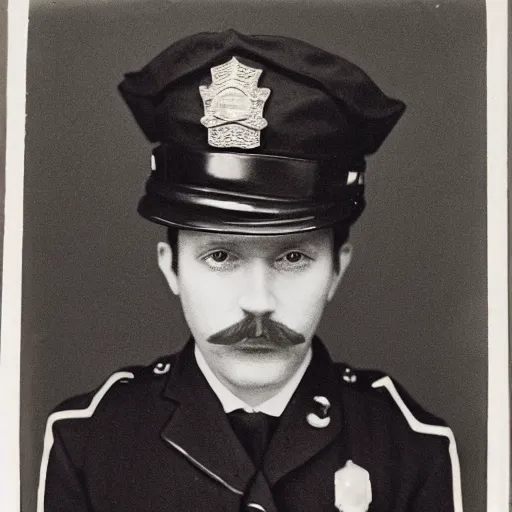 Prompt: portrait of a detailed police officer photo by Diane Arbus and Louis Daguerre