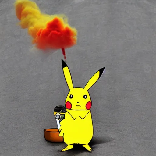 Image similar to pikachu smoking a hookah
