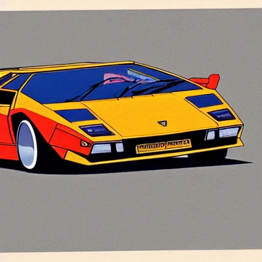 Prompt: Lamborghini Countach, cartoonish, cartoon,