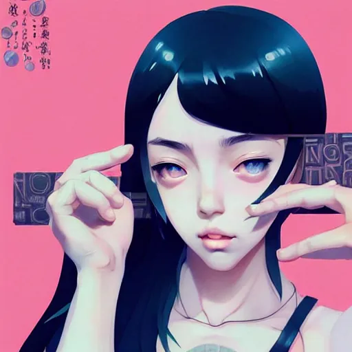Image similar to a beautiful young japanese billie eilish kat dennings alluring instagram model in elaborate latex bikini tank top made from demons, by guweiz and wlop and ilya kuvshinov and artgerm and makoto shinkai and studio ghibli, symmetrical eyes, aesthetic, gorgeous, stunning, alluring, attractive, artstation, deviantart, pinterest, digital art