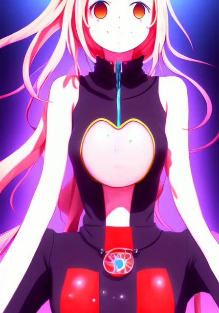 Image similar to portrait of a beautiful slime woman by aramaki shinji, tsurumaki kazuya, smug, 8 k, hd, saturated, flcl, hyperreality, fate grand order, symmetry