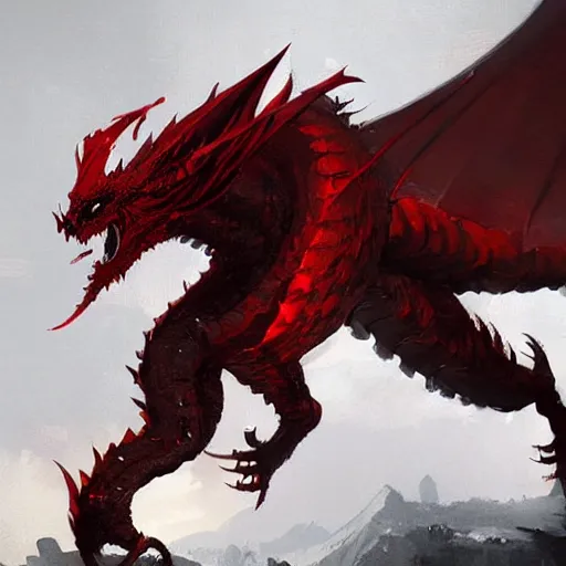 Prompt: The Red dragon, art by Greg Rutkowski, trending on artstation, digital art