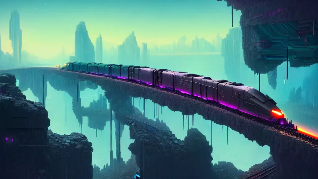 cyberpunk on railroad through beautiful Stable Diffusion OpenArt