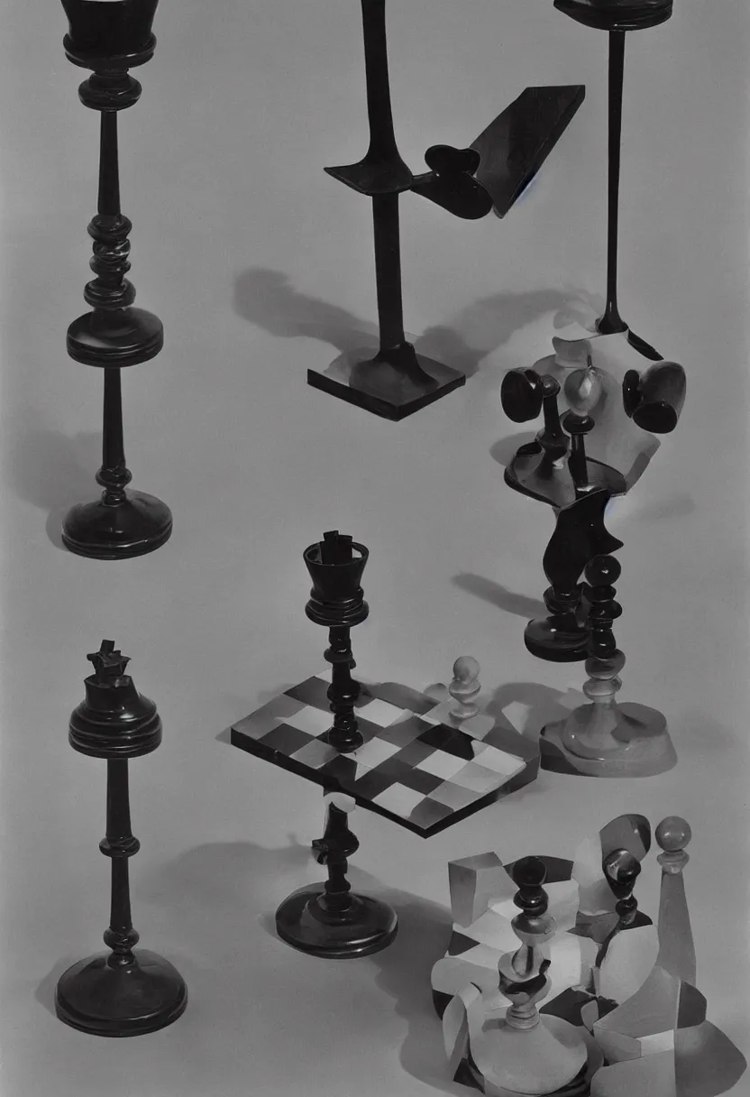 Prompt: a singular chess machine by Marcel Duchamp, simple readymade object on a pedestal, courtesy of Centre Pompidou, archive photography by Richard Avedon