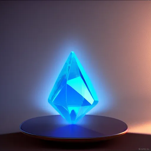 Image similar to A blue crystal sparkling in the night, mystical, mysterious, magical, Octane Render, Raytracing