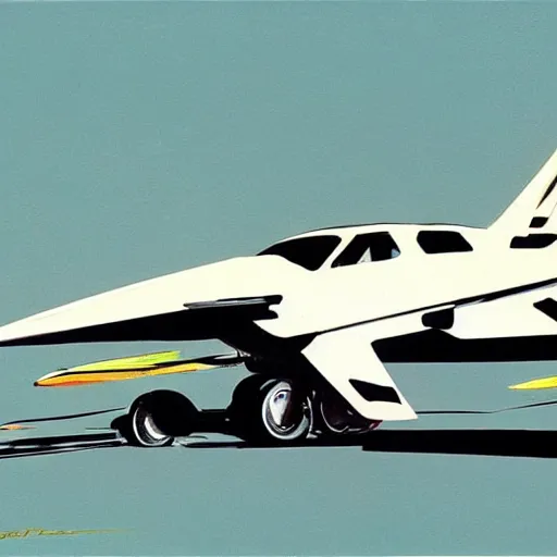 Prompt: concept art for convertible plane, painted by syd mead, high quality