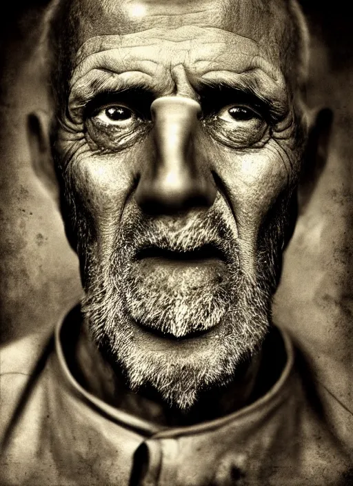 Image similar to handsome anthropomorphic mangle by lee jeffries, gelatin silver process