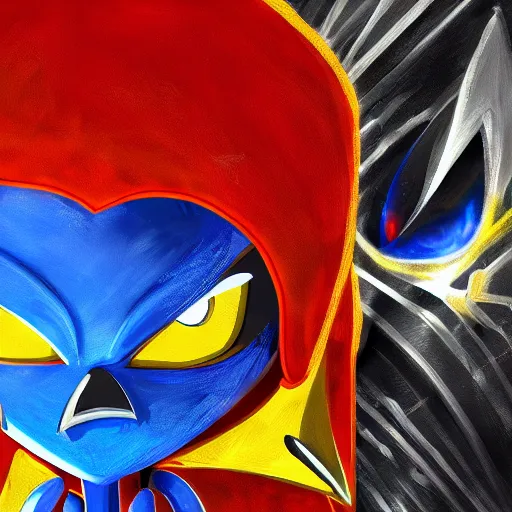 Prompt: metal sonic, digital painting, expressionistic, intricate detail, meticulous brush strokes, genius composition, masterpiece, work of art, 4 k wallpaper