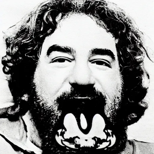 Image similar to closeup detailed portrait of jerry garcia eating cherry garcia ice cream