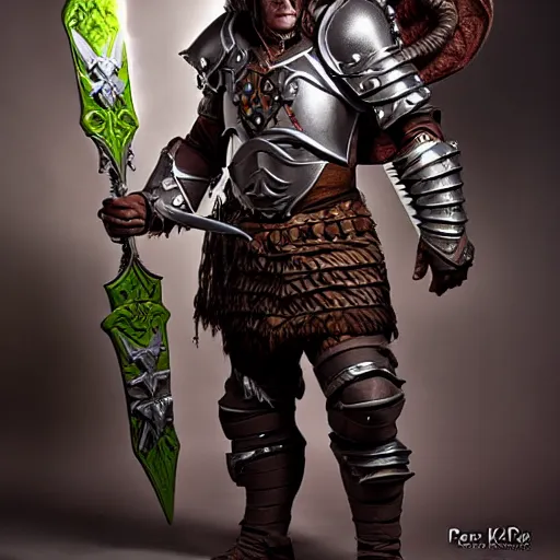 Prompt: orc paladin by Peter Kemp, fantasy, medieval