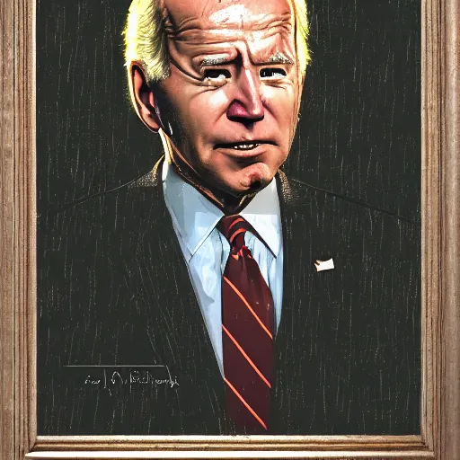 Image similar to joe biden as a pine cone headed man with hard black eyes very angry, rule of thirds, super sharp, 4 k, ultra detailed, norman rockwell, richard corben.