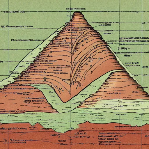 Image similar to cross section of a mountain, detailed.