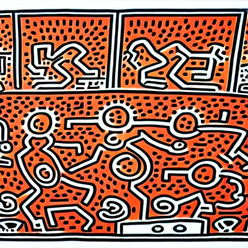 Prompt: keith haring painting of a data visualization dashboard