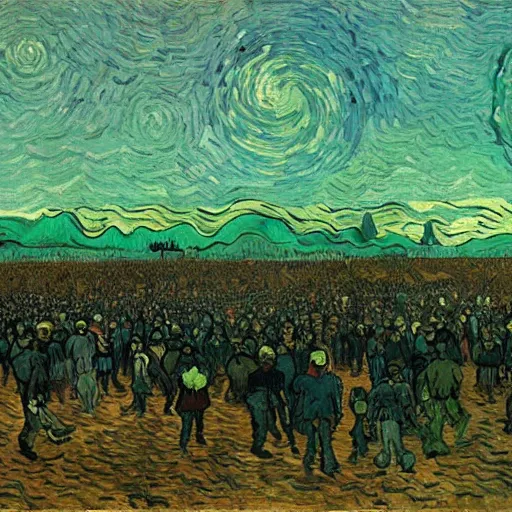 Image similar to the zombie apocalypse by vincent van gogh