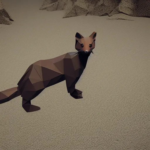 Image similar to low poly mine marten, unreal engine, 4k render