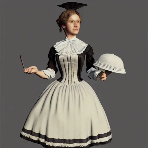 Prompt: andrew tate role - playing victorian maid outfit full body shot high - quality 8 k highly realistic photo realistic octane render blender