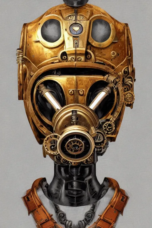 Image similar to steampunk helmet fantasy art mask robot ninja stylized digital illustration sharp focus, elegant intricate digital painting artstation concept art global illumination ray tracing advanced technology chaykin howard and campionpascale and cooke darwyn and davis jack