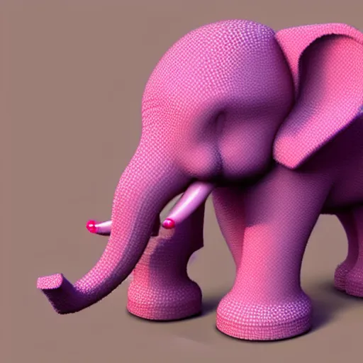 Image similar to 3d render of voxel pink elephant