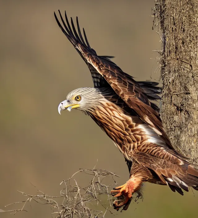 Image similar to realistic, photograph of a red kite bird, 4 k, hd, nature photography, wildlife photography