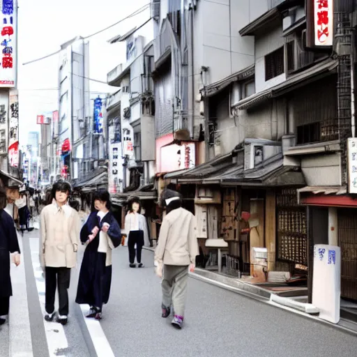 Image similar to japanese women and men on a japan street, still of a japanese movie ( 2 0 1 5 )