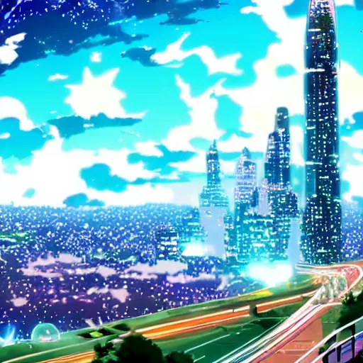 city of stars scenery anime style hd 8 k, Stable Diffusion