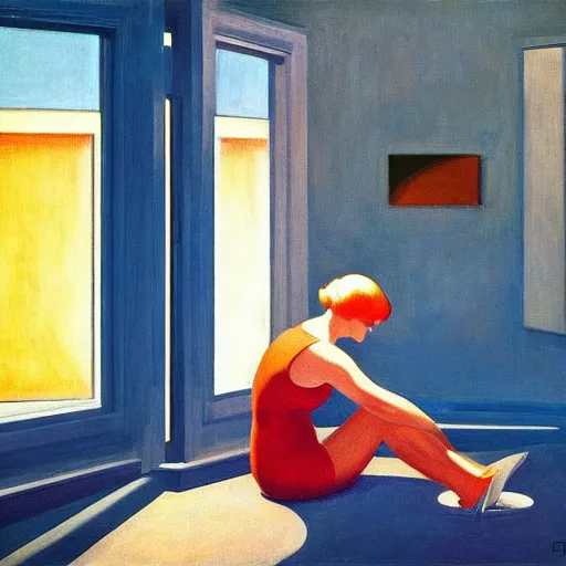 Prompt: Dreaming of outer space, by Edward Hopper, lofi colors