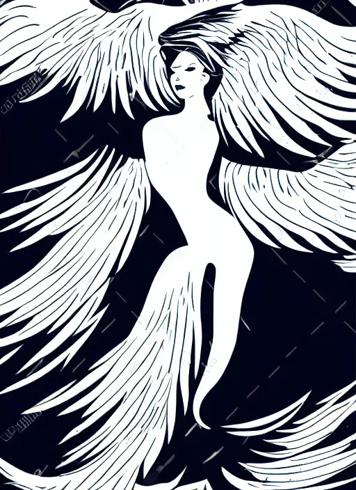 Image similar to white phoenix on salt mountain simple background simplified design geometric graphic design Jean-Auguste-Dominique style