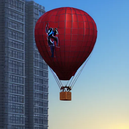 Image similar to 3 d render of a spiderman hot air balloon