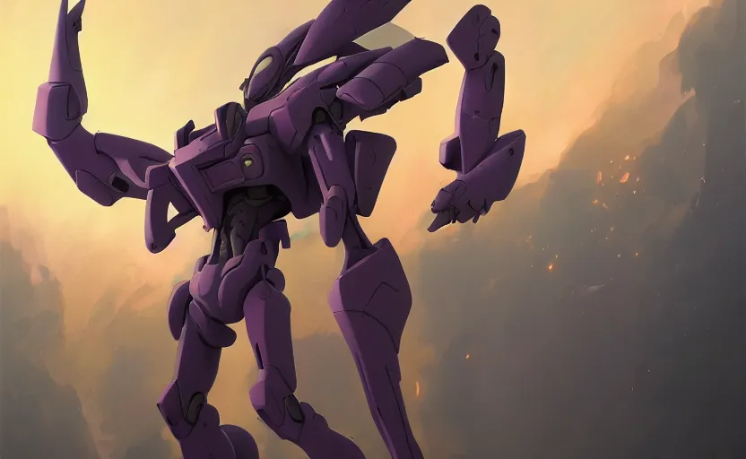 Image similar to A painting of Unit-01 from Evangelion trending on artstation in the style of Greg Rutkowski