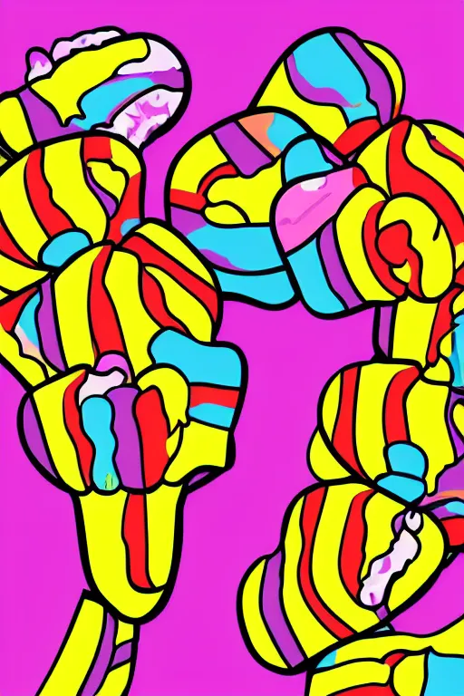 Image similar to lots of candy in the style of modern pop art