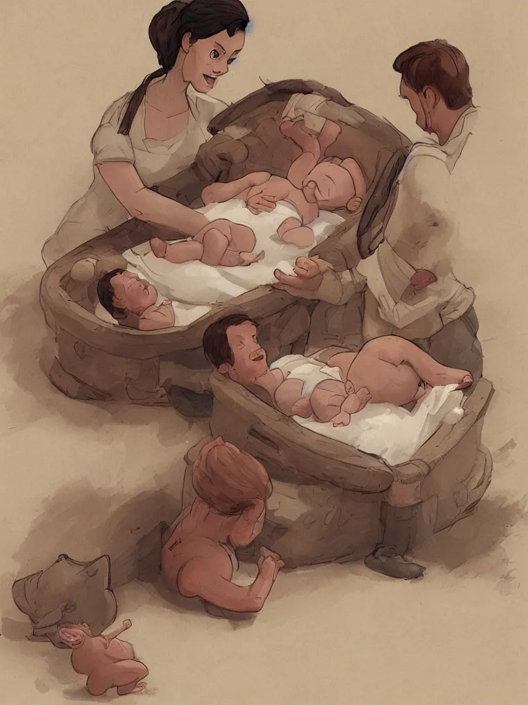 Image similar to giving birth by disney concept artists, blunt borders, rule of thirds