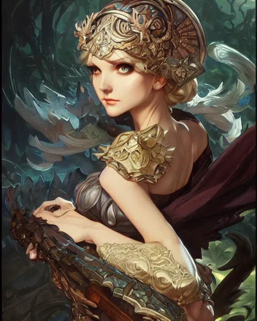 Image similar to Odin Sphere leifthrasir Vanillaware , D&D, fantasy, intricate, elegant, highly detailed, digital painting, artstation, concept art, matte, sharp focus, illustration, hearthstone, art by Artgerm and Greg Rutkowski and Alphonse Mucha