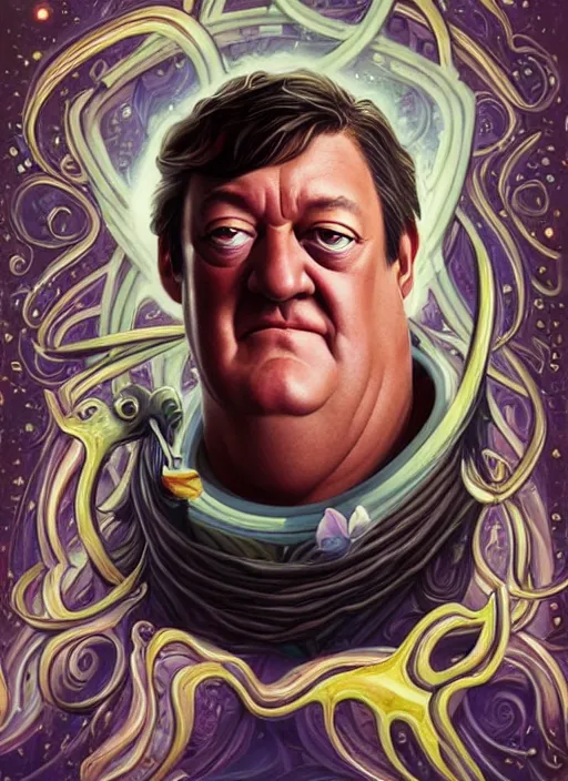 Image similar to lovecraftian portrait of stephen fry, pixar style, by tristan eaton stanley artgerm and tom bagshaw