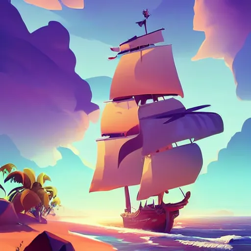 Image similar to painting treasure on sea of thieves game smooth median photoshop filter cutout vector, behance hd by jesper ejsing, by rhads, makoto shinkai and lois van baarle, ilya kuvshinov, rossdraws global illumination