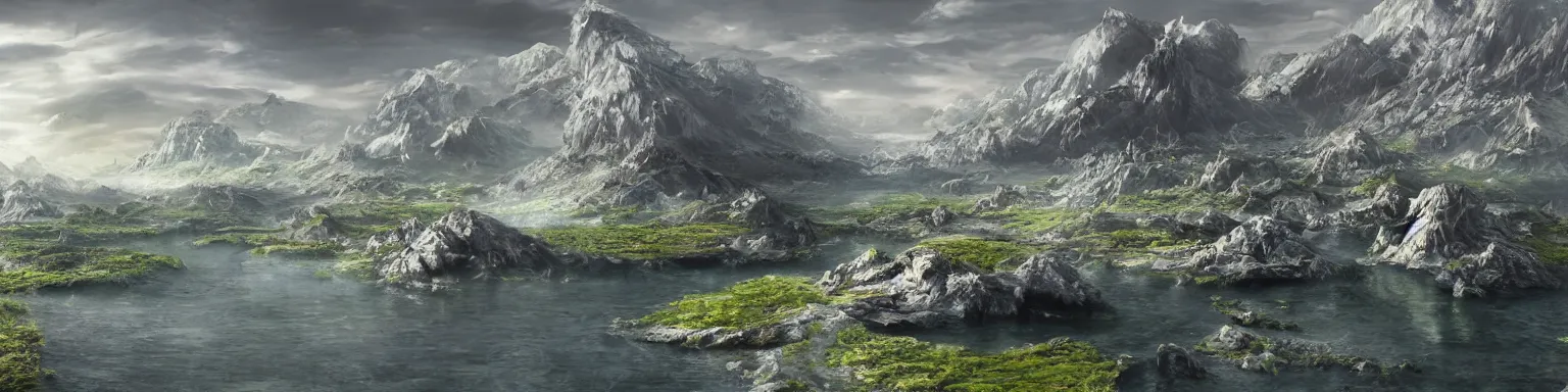 Image similar to an amazing scenic view from an alien world, photo. Hyperrealism