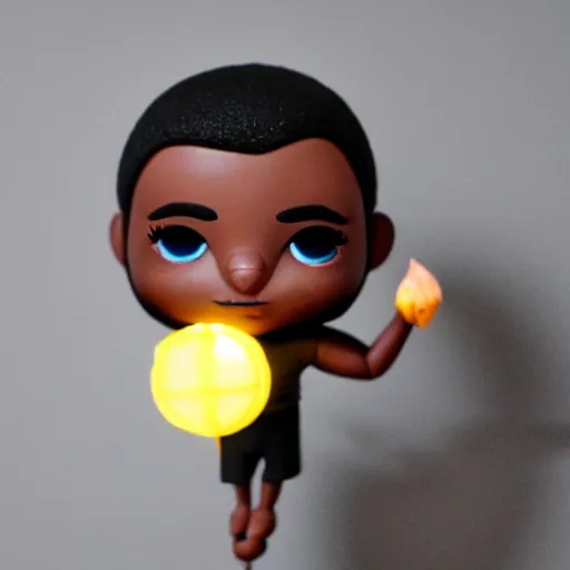 Prompt: Idris Elba chibi night light product photo