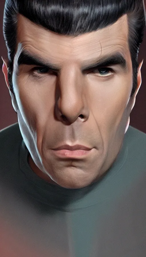 Image similar to ZACHARY QUINTO is Spock+ hyperdetailed+artstation+cgsociety+ 8k