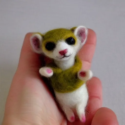 Image similar to a needle felted ferret, needle felting art.