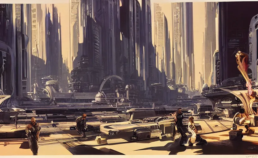 Image similar to coruscant undercity by syd mead