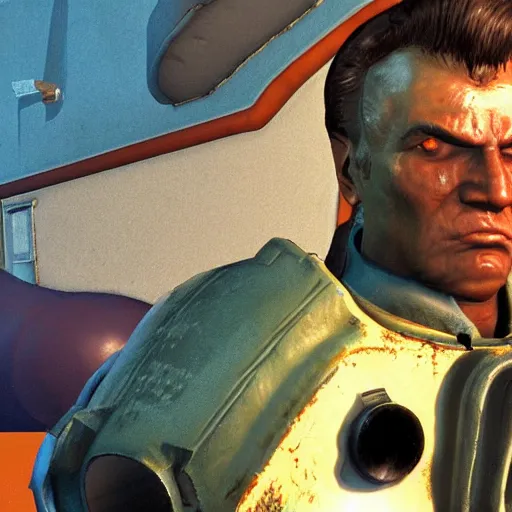 Image similar to fallout 4 character but rendered in n 6 4 graphics.